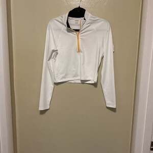 Victoria's Secret PINK White Cropped Half-Zip Pullover